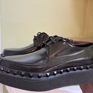 Valentino Garavani Black Platform Shoes with Stud Accents